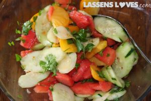 Thai salad, cucumber and watermelon salad, watermelon, cucumber, lassens, lassens natural foods and vitamins, Lassen's, Healthy recipes, healthy salads